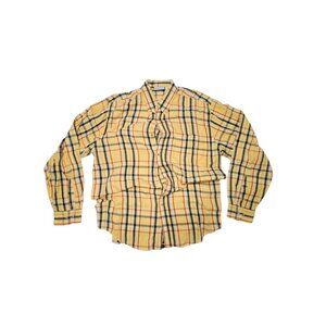 J Khaki Men's Yellow Plaid Flannel Long Sleeve Button Down - Size Large